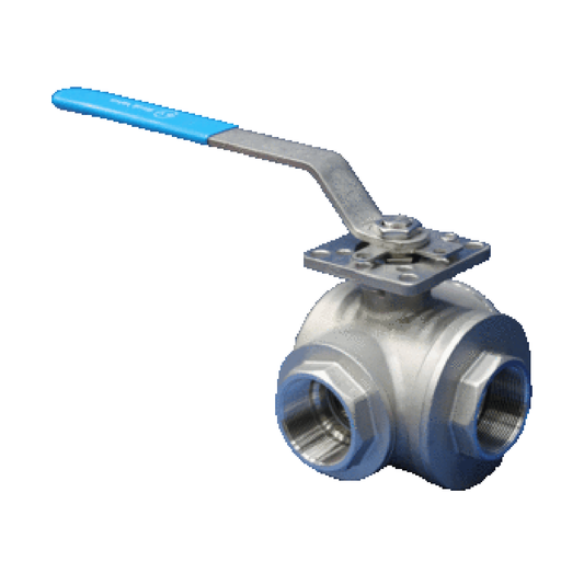 Stainless Steel Three Way T Port Ball Valve with Mounting Pad